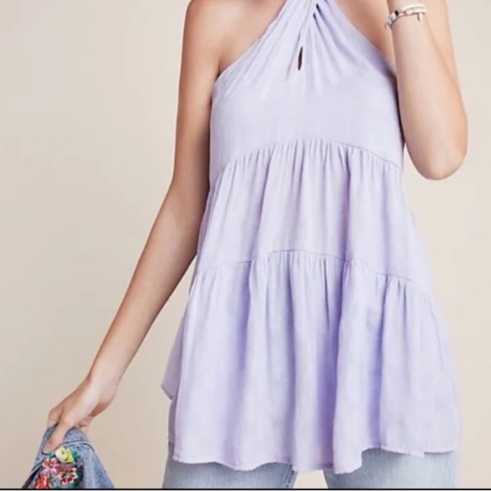 Anthropologie Lavinia Halter purple lilac boho top Size M